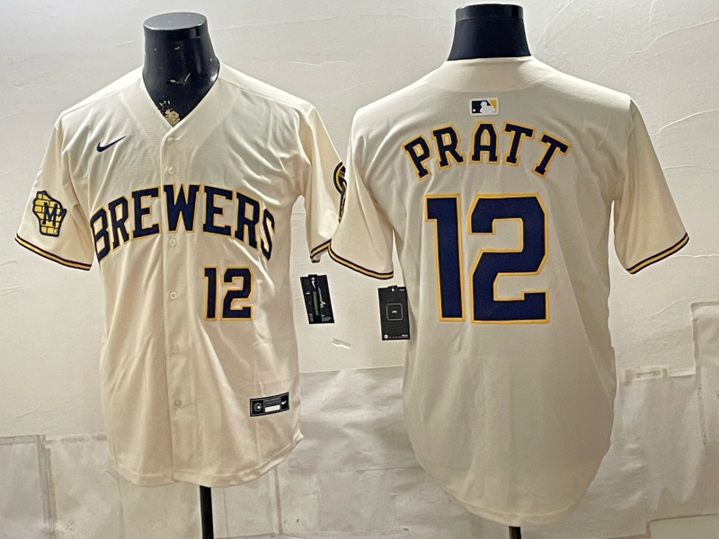 Men 2026 Milwaukee Brewers #12 Pratt cream Game Nike MLB Jersey 082202->milwaukee brewers->MLB Jersey